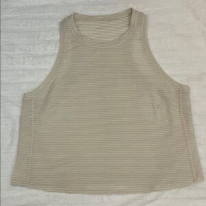 Beige Ribbed Sleeveless Top
